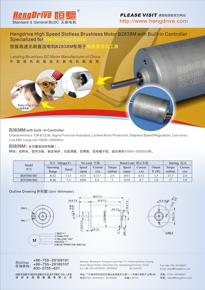電推剪專用高轉速無刷電機